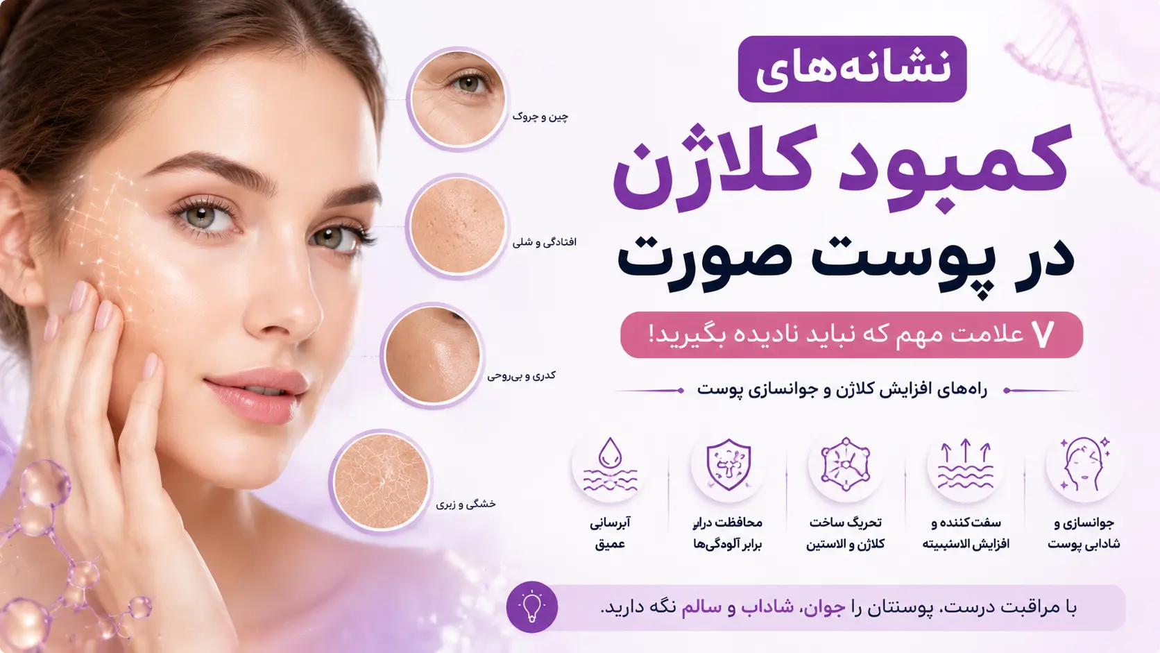 نشانه های کمبود کلاژن در پوست صورت