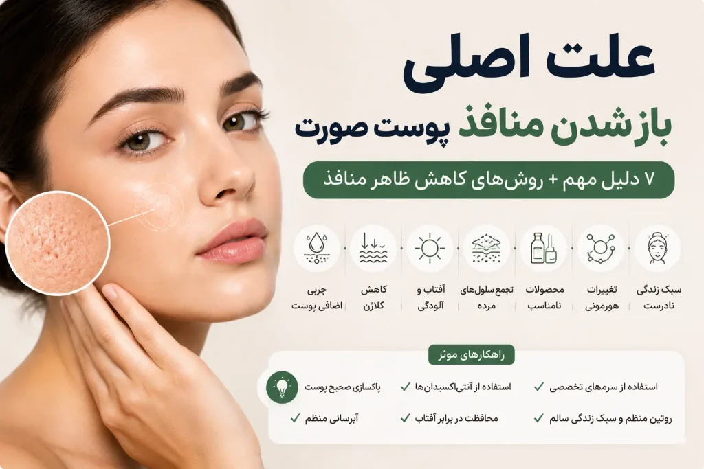 علت اصلی باز شدن منافذ پوست صورت